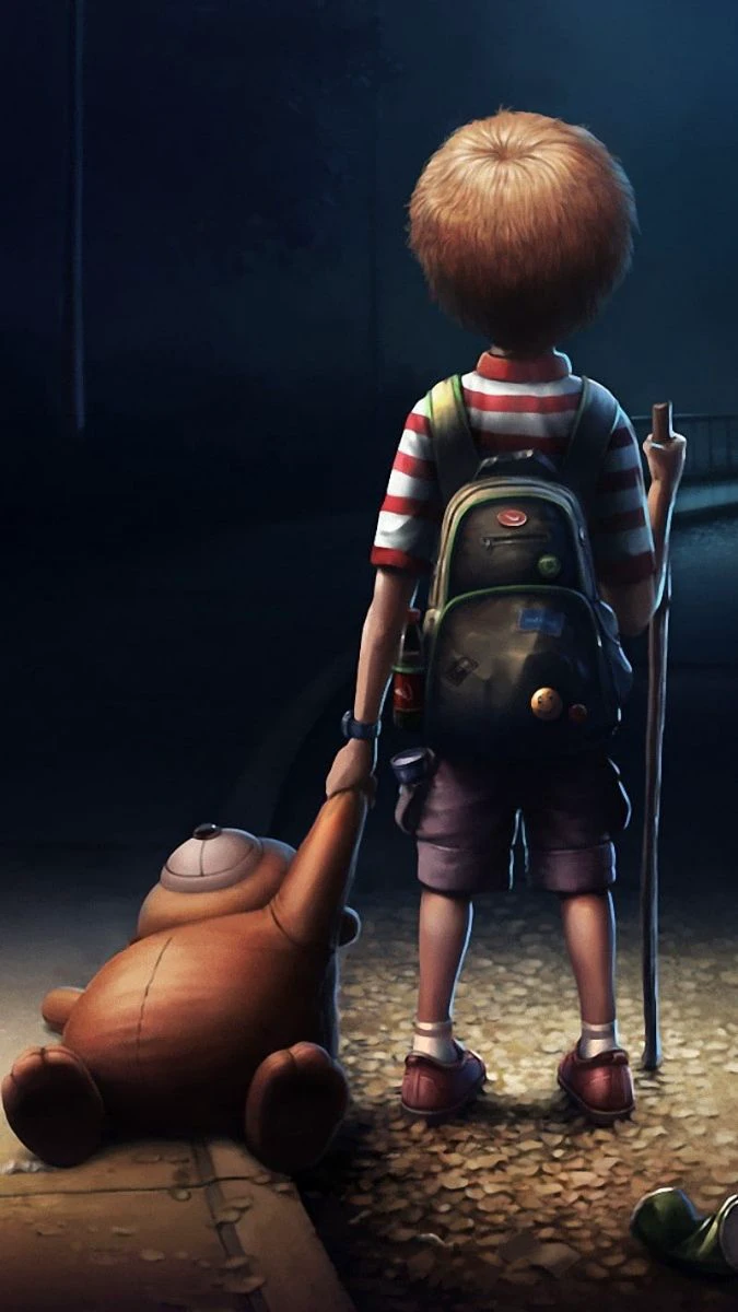 Hình nền buồn cậu bé cô đơn