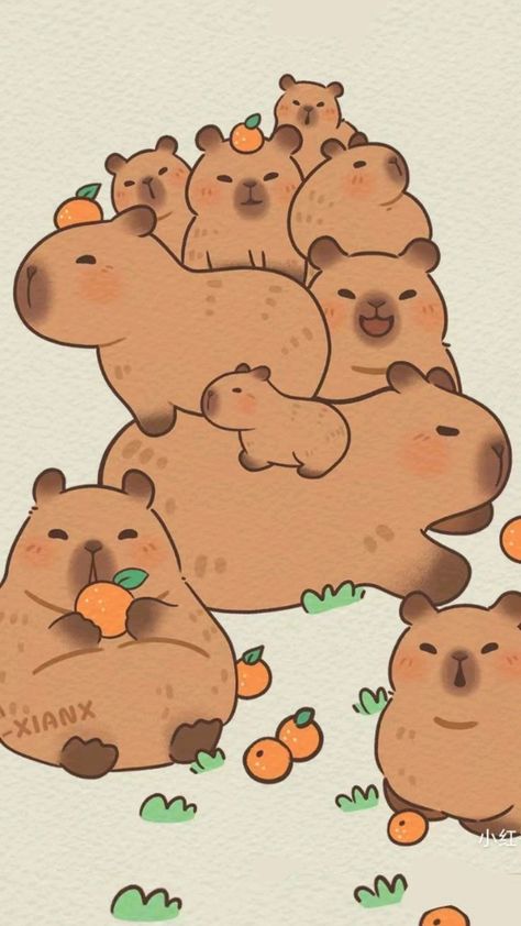 Hình nền capybara cute Full HD cho điện thoại người hướng ngoại