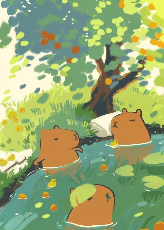 Hình nền capybara cho những người cần đi du lịch, xả stress