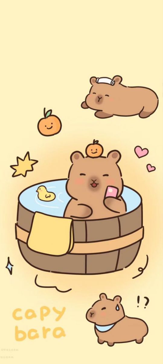 Hình nền capybara chibi cute cho điện thoại