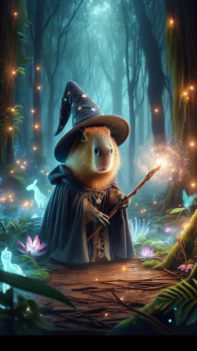 Hình nền phù thủy capybara chất lượng 4K