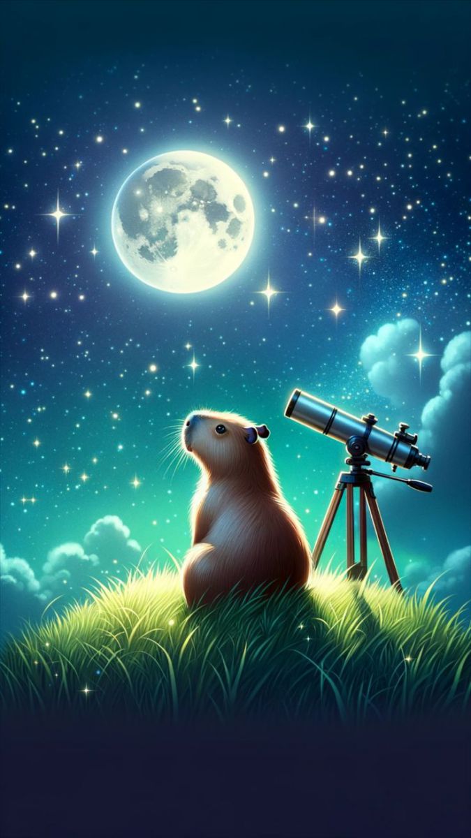 Hình nền capypara 4K ngồi ngắm sao cho điện thoại