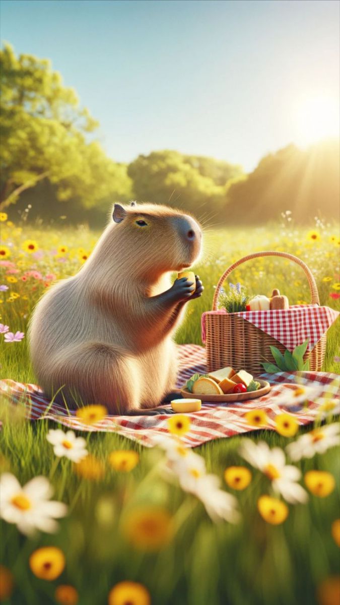 Hình nền capybara wallpaper 4K cho người cần một chuyến picnic