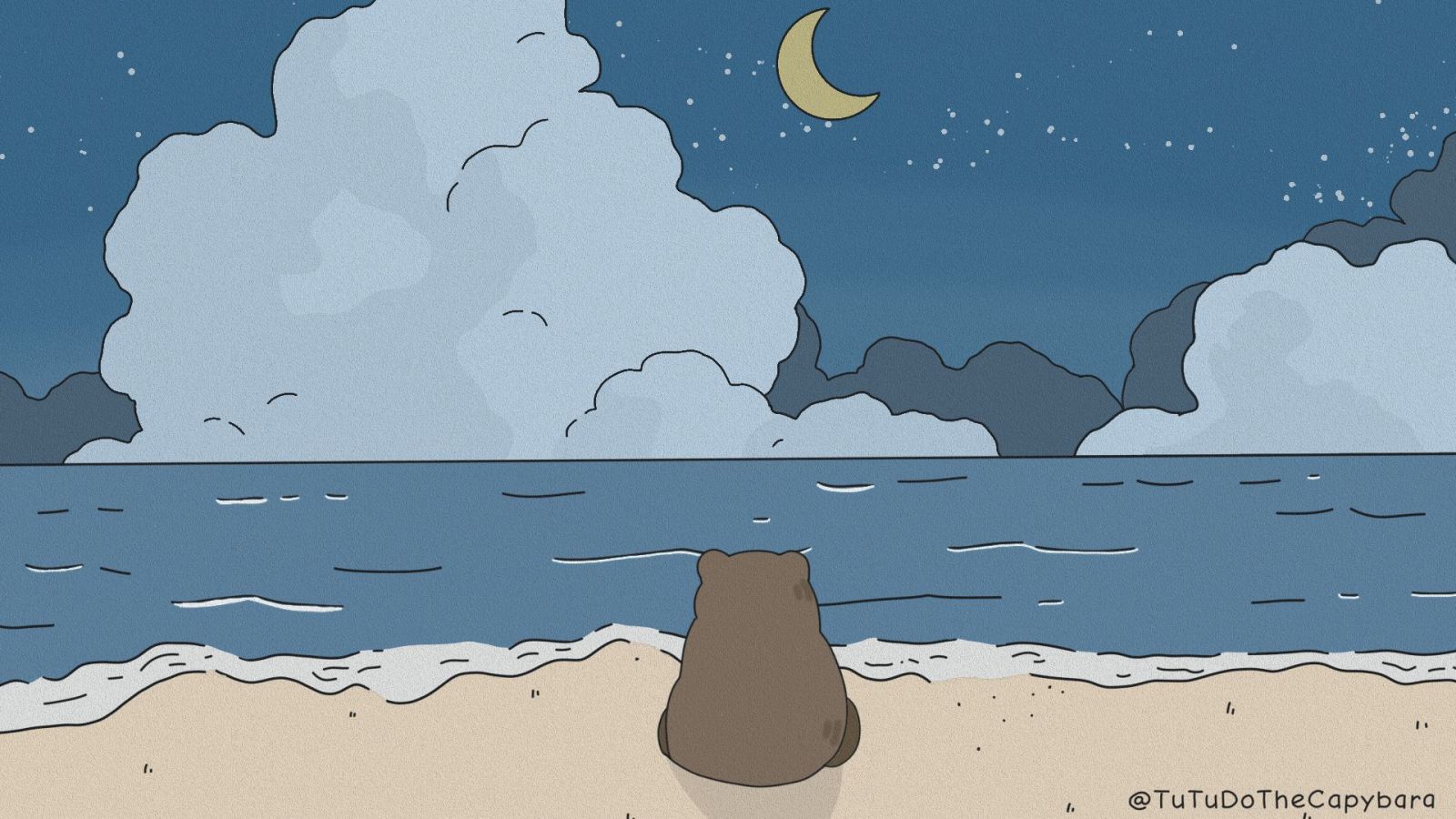 Hình nền capypara chibi cute cho máy tính người hướng nội