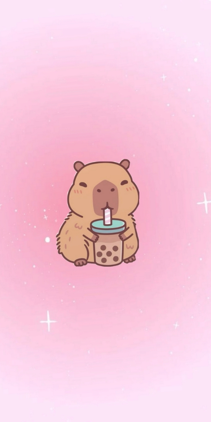 Hình nền Capybara màu hồng