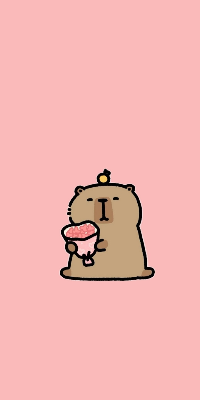Hình nền Capybara màu hồng