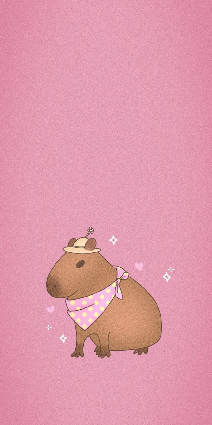 Hình nền Capybara màu hồng