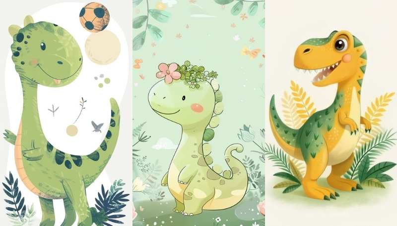 ảnh nền khủng long hoạt họa dễ thương