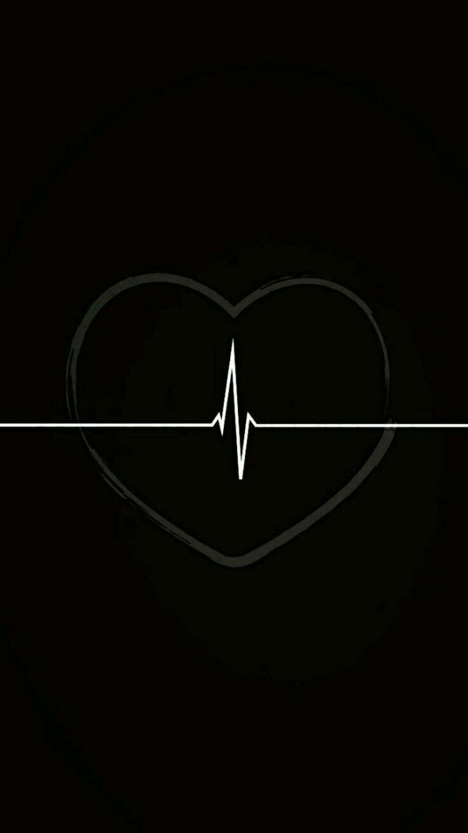 Hình nền đen trơn điện thoại với họa tiết nhịp tim