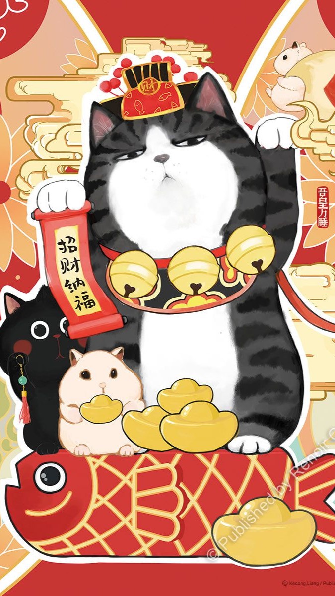 Hình nền mèo thần tài đẹp cho điện thoại