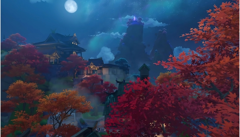 hình nền Genshin Impact phong cảnh đêm tối đẹp