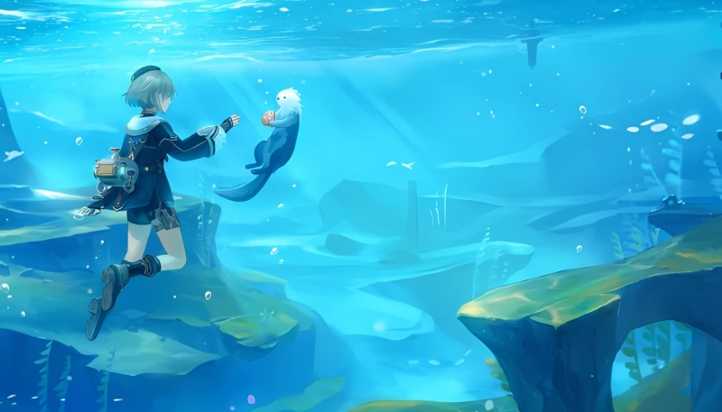 Hình nền Genshin Impact đại dương cực đẹp