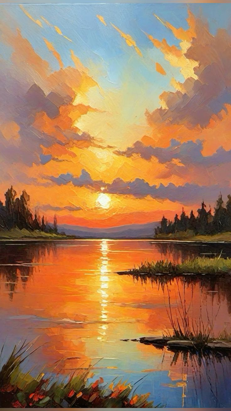 ảnh hoàng hôn vẽ nghệ thuật