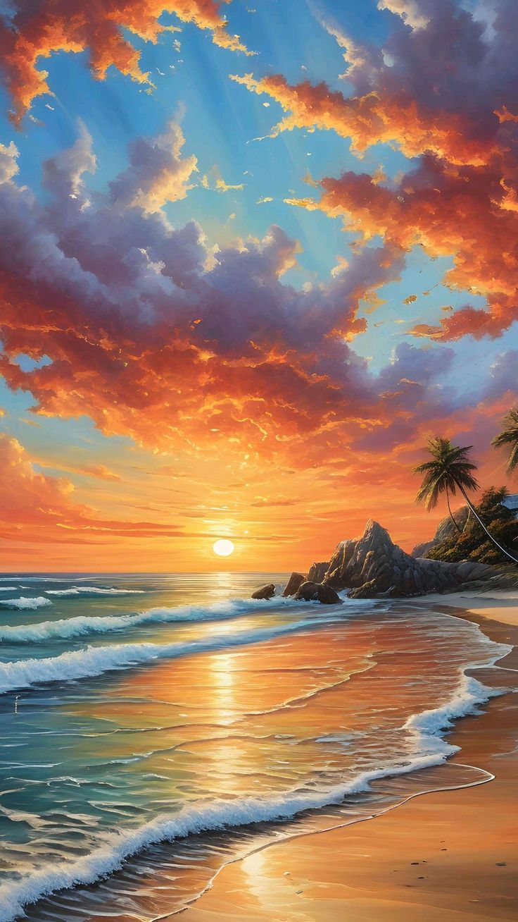 ảnh hoàng hôn vẽ nghệ thuật