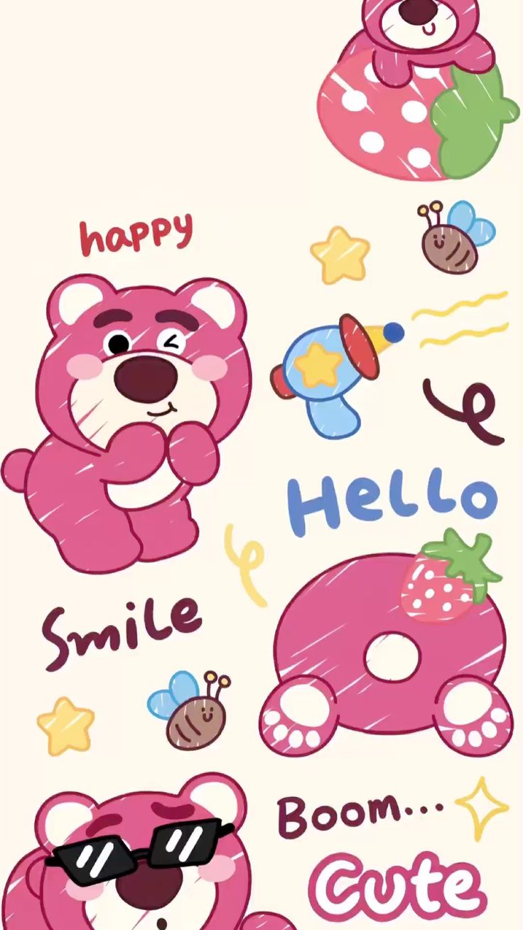 Hình nền gấu dâu cute cho điện thoại