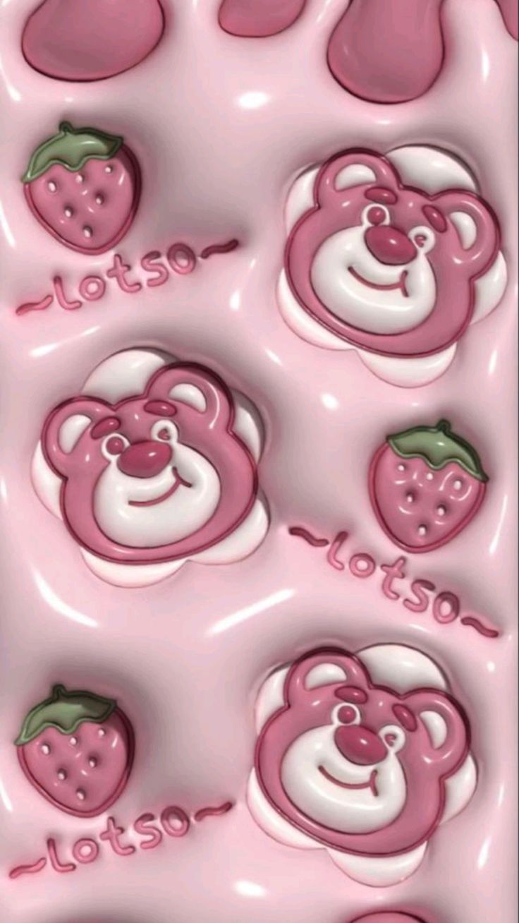 Hình nền gấu dâu cute 3D cho điện thoại