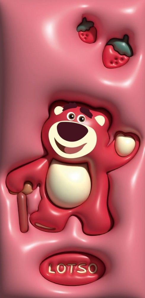 Hình nền gấu dâu cute 3D cho điện thoại