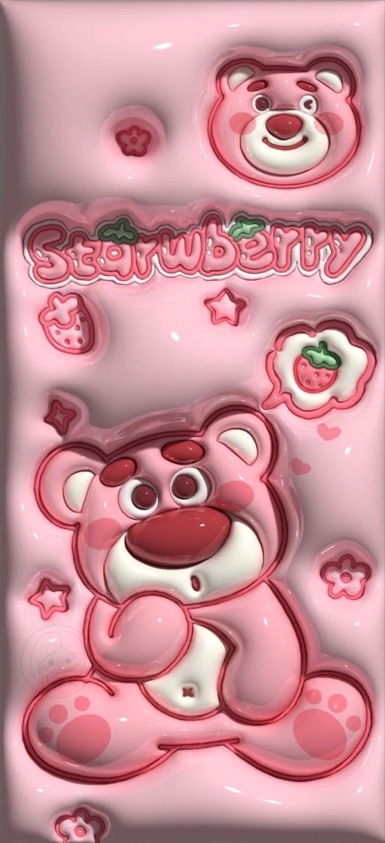 Hình nền gấu dâu cute 3D cho điện thoại