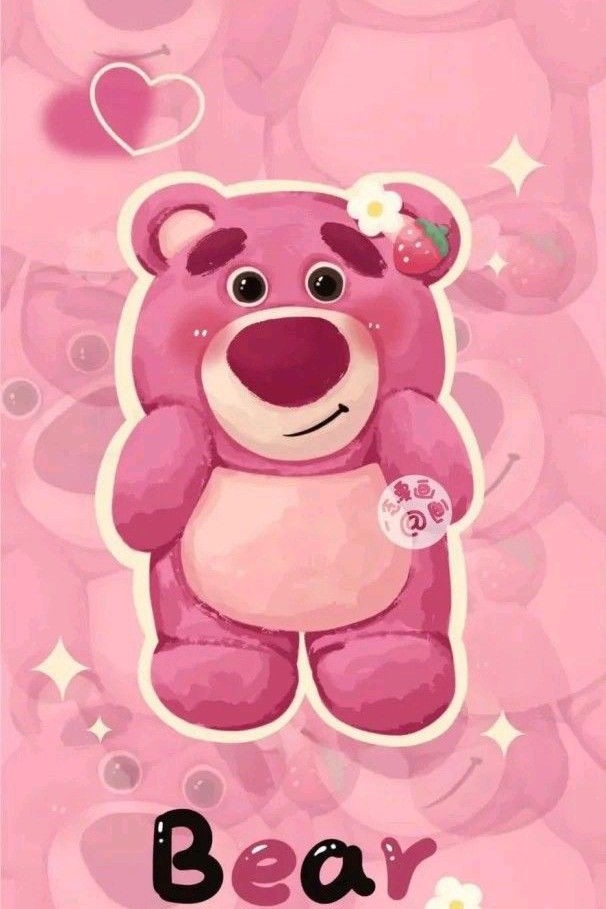 Hình nền gấu dâu cute 3D cho điện thoại