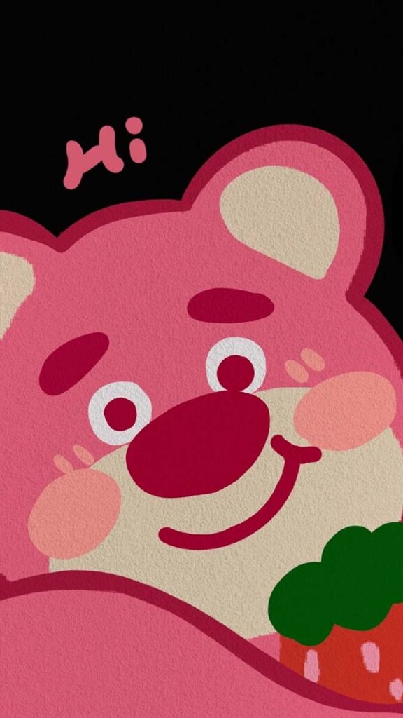 Hình nền gấu dâu cute 3D cho điện thoại