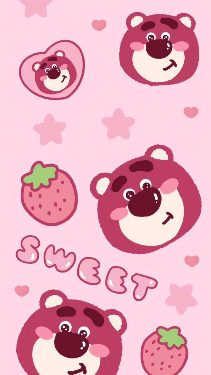 Hình nền gấu dâu cute cho điện thoại