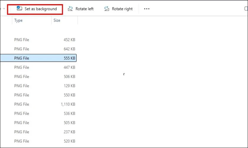 Mở thư mục, nhấn vào ảnh và chọn Set as desktop background
