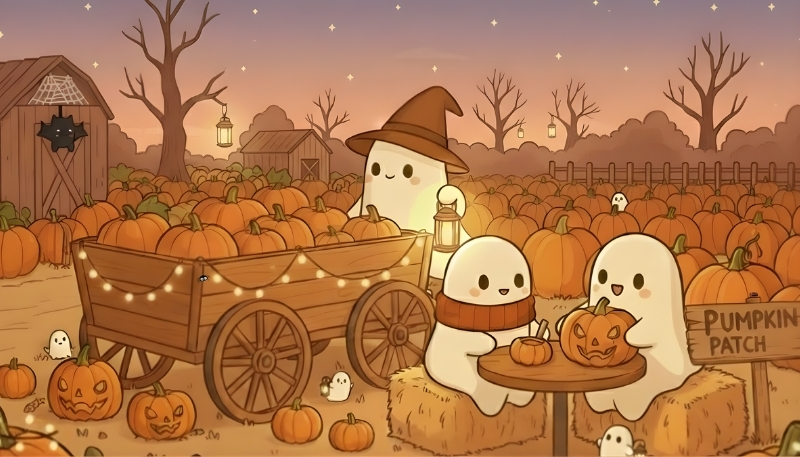 Hình nền Halloween chibi cute cho máy tính xách tay