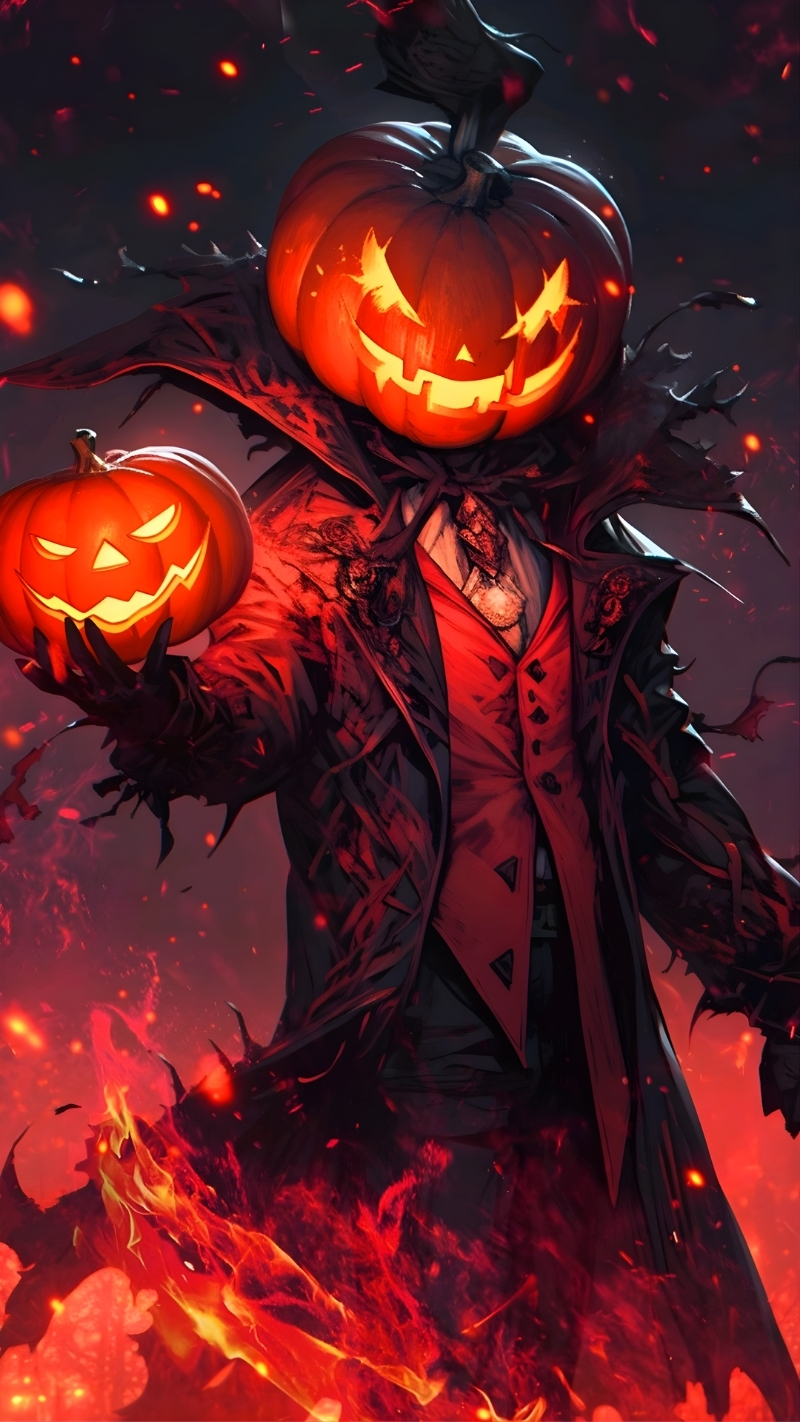 Background Halloween Anime phong cách chibi cute cho điện thoại