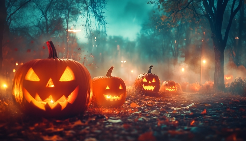 Background Halloween chủ đề bí ngô đẹp và sinh động