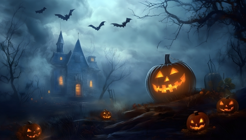 Hình nền Halloween bí ngô 4K cho máy tính xách tay