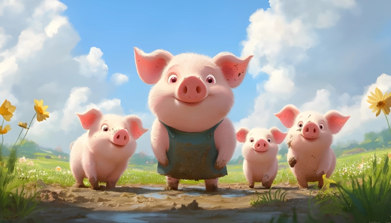 Tải bộ hình nền con heo dễ thương cho màn hình rộng