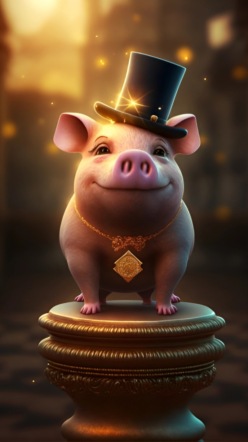 Bộ ảnh con heo may mắn màu hồng