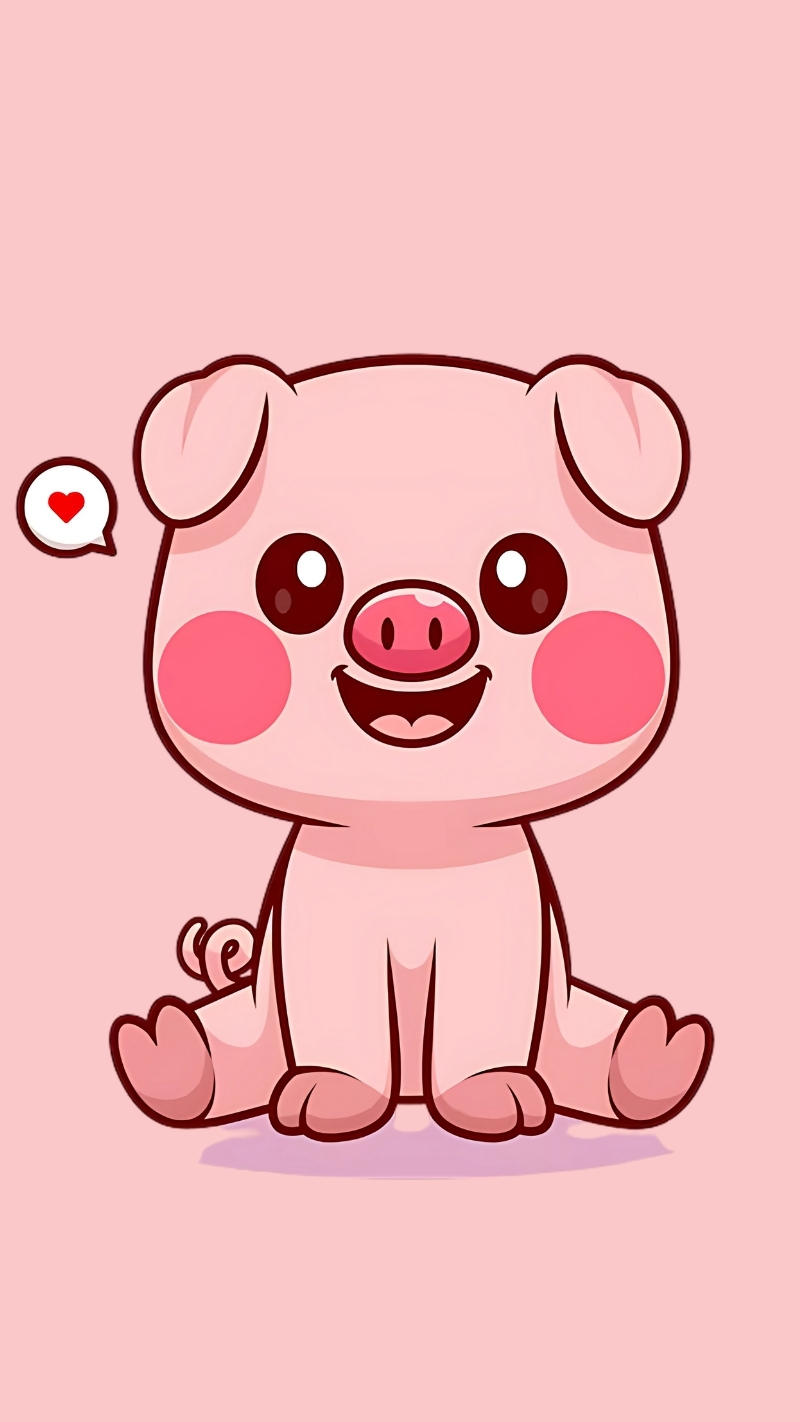 Hình nền con heo hồng chibi đáng yêu cho điện thoại