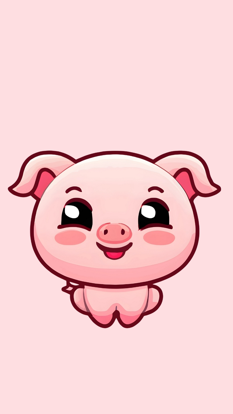 Download hình nền con heo hồng chibi 4K