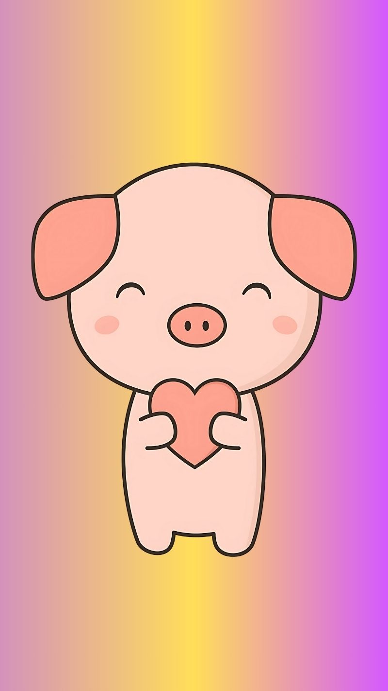 Hình nền con heo hồng chibi đáng yêu cho laptop
