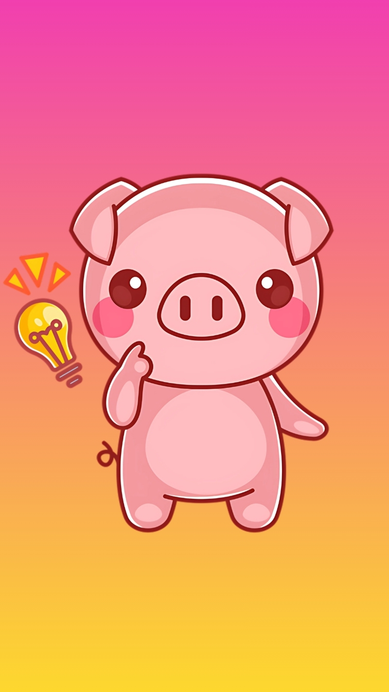 Tải hình nền con heo hồng chibi miễn phí