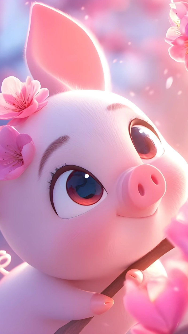 Hình nền con heo màu hồng