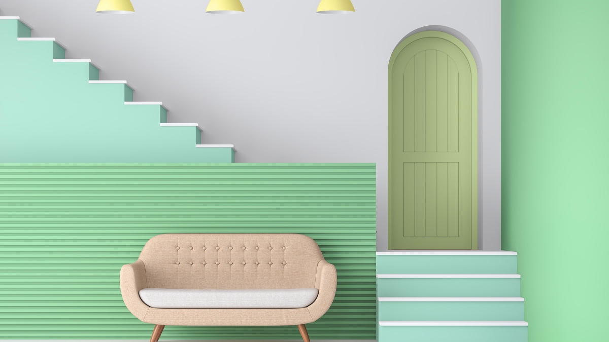 Background xanh với các hình ấn tượng