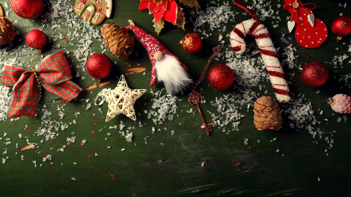 Background xanh với họa tiết giáng sinh vui vẻ