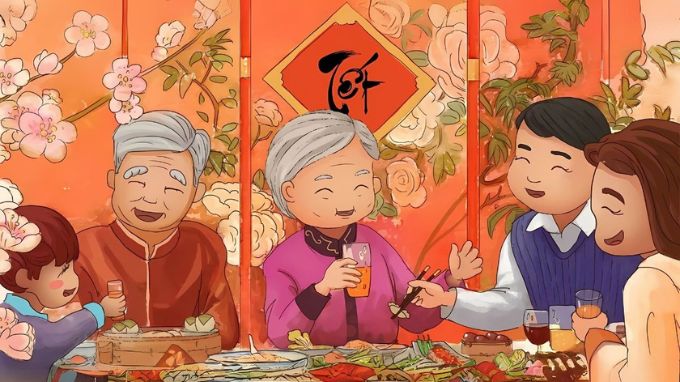 Hình nền background Tết 2026 gia đình sum vầy