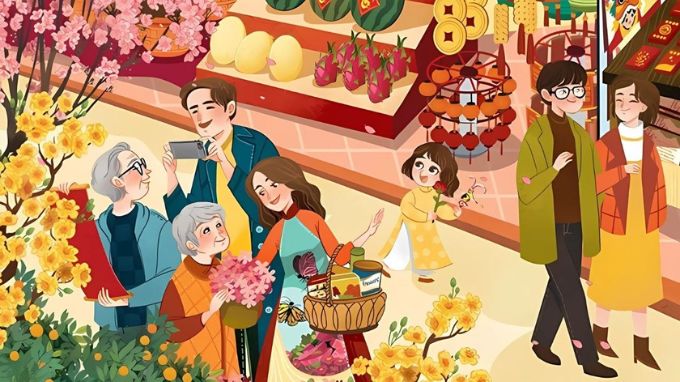 Hình nền background Tết 2026 gia đình sum vầy