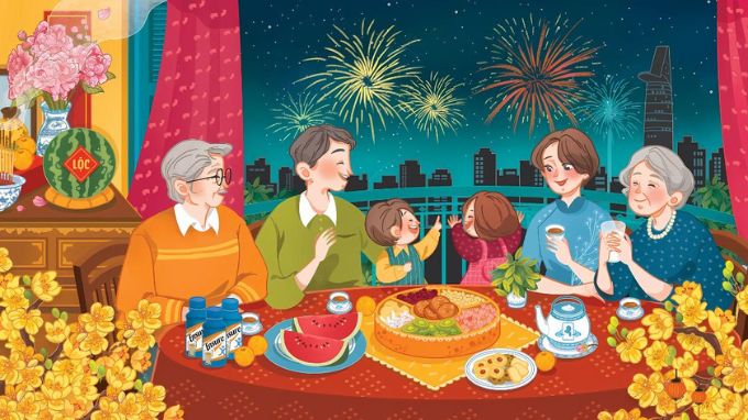Hình nền background Tết 2026 gia đình sum vầy