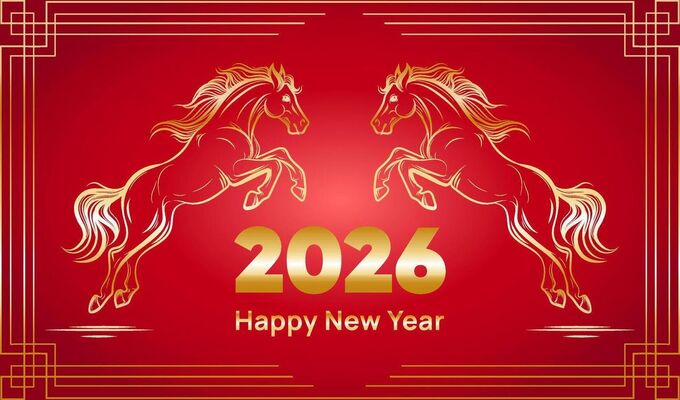 Hình nền background Tết Bính Ngọ 2026 màu đỏ rực rỡ