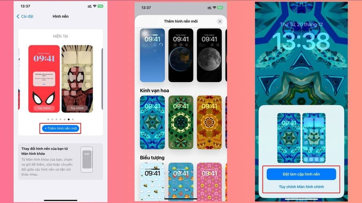 Cài đặt hình nền may mắn cho iPhone - bước 2,3 và 4