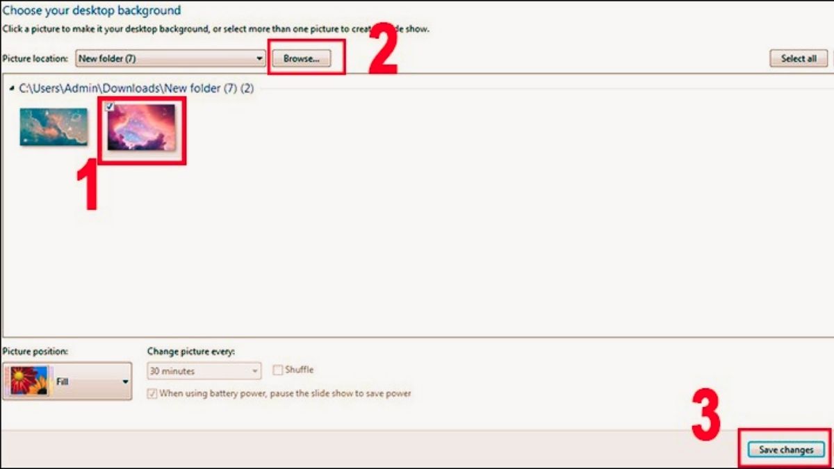 Cách tải và đổi ảnh hình nền máy tính bước 2