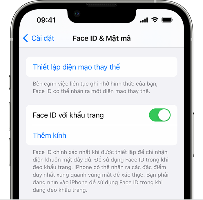 Sử dụng Face ID khi đang đeo khẩu trang với iPhone 12 trở l&ecirc;n