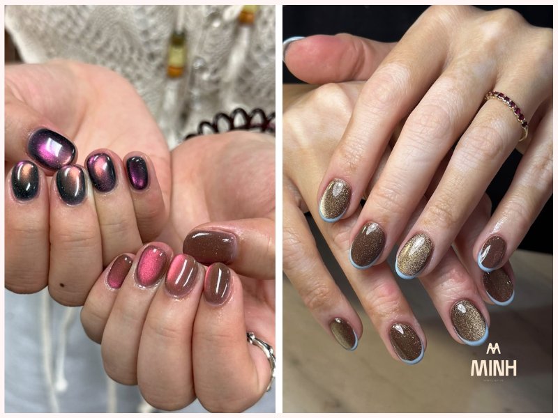 Mẫu nail mắt mèo ánh trăng trendy 2025