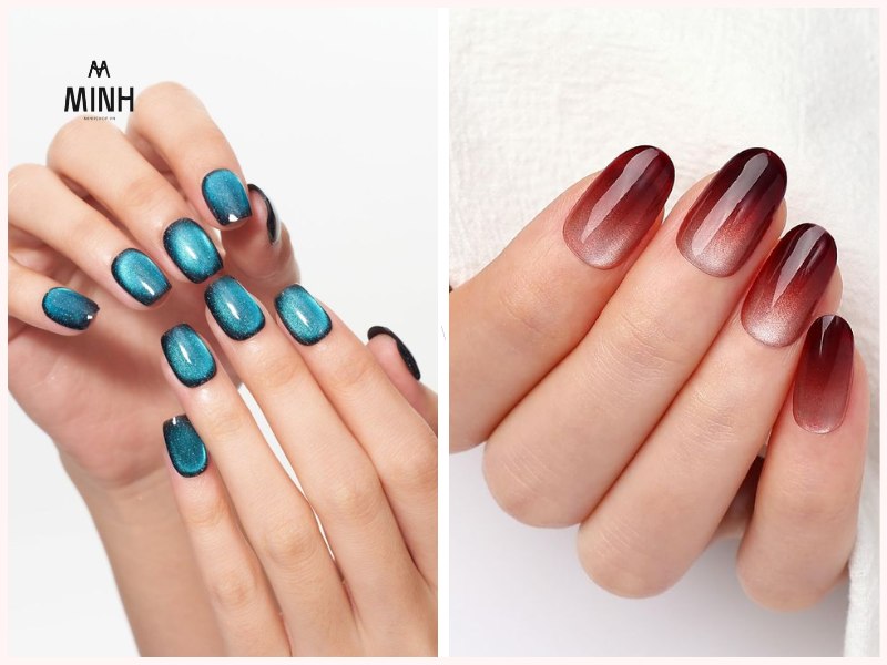 Mẫu nail mắt mèo ombre thu hút