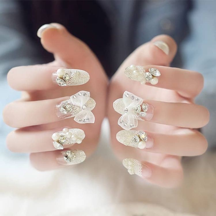 Mẫu nail cô dâu sang chảnh