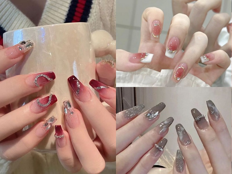 Mẫu nail chụp hình cưới ombre độc đáo